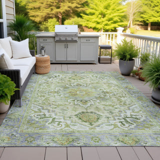 Piper Looms Chantille Global ACN2163 Green Machine Washable Area Rug Outdoor Lifestyle Image Feature