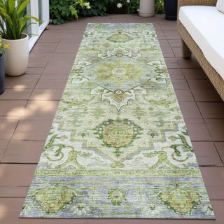 Piper Looms Chantille Global ACN2163 Green Machine Washable Area Rug Runner Outdoor Lifestyle Image Feature