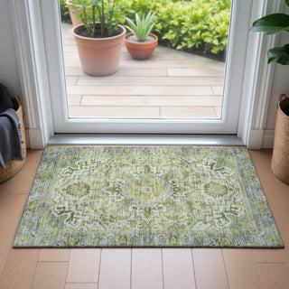 Piper Looms Chantille Global ACN2163 Green Machine Washable Area Rug Scatter Lifestyle Image Feature