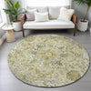 Piper Looms Chantille Global ACN2163 Khaki Machine Washable Area Rug Round Lifestyle Image Feature