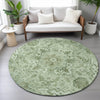 Piper Looms Chantille Global ACN2164 Aloe Machine Washable Area Rug Round Lifestyle Image Feature