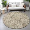Piper Looms Chantille Global ACN2164 Beige Machine Washable Area Rug Round Lifestyle Image Feature