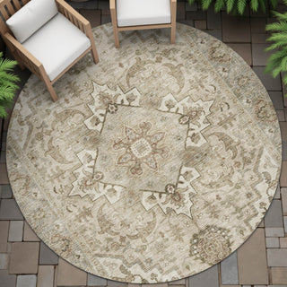 Piper Looms Chantille Global ACN2164 Beige Machine Washable Area Rug Round Outdoor Lifestyle Image Feature