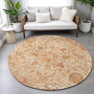 Piper Looms Chantille Global ACN2164 Copper Machine Washable Area Rug Round Lifestyle Image Feature