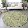 Piper Looms Chantille Global ACN2164 Sage Machine Washable Area Rug Round Lifestyle Image Feature