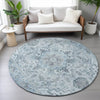 Piper Looms Chantille Global ACN2164 Sky Machine Washable Area Rug Round Lifestyle Image Feature