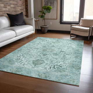 Piper Looms Chantille Global ACN2164 Teal Machine Washable Area Rug Lifestyle Image Feature