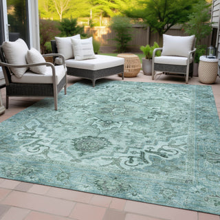 Piper Looms Chantille Global ACN2164 Teal Machine Washable Area Rug Outdoor Lifestyle Image Feature