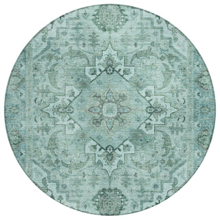 Piper Looms Chantille Global ACN2164 Teal Machine Washable Area Rug Round Main Image