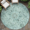 Piper Looms Chantille Global ACN2164 Teal Machine Washable Area Rug Round Outdoor Lifestyle Image Feature