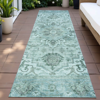 Piper Looms Chantille Global ACN2164 Teal Machine Washable Area Rug Runner Outdoor Lifestyle Image Feature
