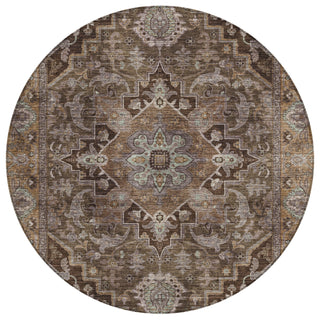 Piper Looms Chantille Global ACN2165 Brown Machine Washable Area Rug Round Main Image