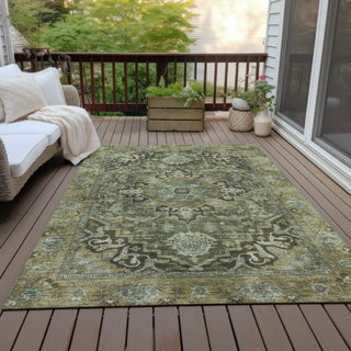 Piper Looms Chantille Global ACN2165 Olive Machine Washable Area Rug Outdoor Lifestyle Image Feature