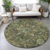Piper Looms Chantille Global ACN2165 Olive Machine Washable Area Rug Round Lifestyle Image Feature
