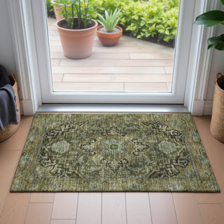 Piper Looms Chantille Global ACN2165 Olive Machine Washable Area Rug Scatter Lifestyle Image Feature