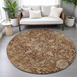 Piper Looms Chantille Global ACN2165 Terracotta Machine Washable Area Rug Round Lifestyle Image Feature