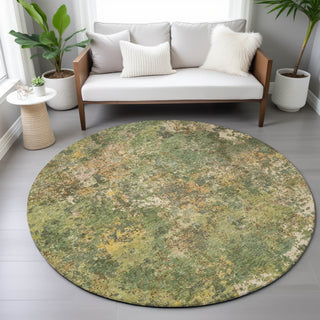 Piper Looms Chantille Abstract ACN2166 Aloe Machine Washable Area Rug Round Lifestyle Image Feature