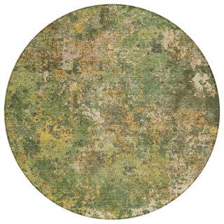 Piper Looms Chantille Abstract ACN2166 Aloe Machine Washable Area Rug Round Main Image