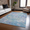 Piper Looms Chantille Abstract ACN2166 Aqua Machine Washable Area Rug Lifestyle Image Feature
