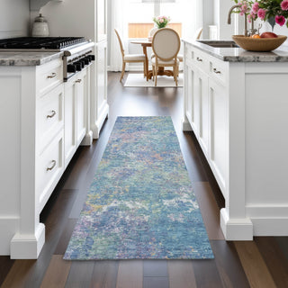 Piper Looms Chantille Abstract ACN2166 Aqua Machine Washable Area Rug Runner Lifestyle Image Feature