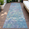 Piper Looms Chantille Abstract ACN2166 Aqua Machine Washable Area Rug Runner Outdoor Lifestyle Image Feature