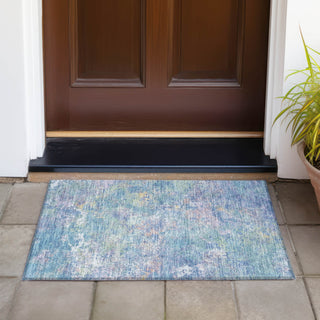 Piper Looms Chantille Abstract ACN2166 Aqua Machine Washable Area Rug Scatter Outdoor Lifestyle Image Feature