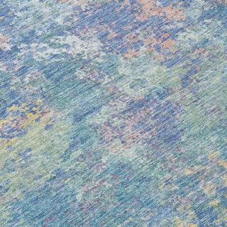 Piper Looms Chantille Abstract ACN2166 Aqua Machine Washable Area Rug Swatch Image