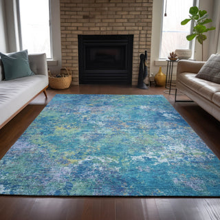 Piper Looms Chantille Abstract ACN2166 Blue Machine Washable Area Rug Lifestyle Image Feature