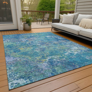 Piper Looms Chantille Abstract ACN2166 Blue Machine Washable Area Rug Outdoor Lifestyle Image Feature