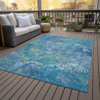 Piper Looms Chantille Abstract ACN2166 Blue Machine Washable Area Rug Outdoor Lifestyle Image Feature