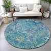 Piper Looms Chantille Abstract ACN2166 Blue Machine Washable Area Rug Round Lifestyle Image Feature