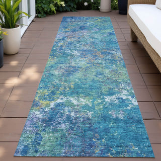 Piper Looms Chantille Abstract ACN2166 Blue Machine Washable Area Rug Runner Outdoor Lifestyle Image Feature