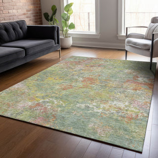 Piper Looms Chantille Abstract ACN2166 Green Machine Washable Area Rug Lifestyle Image Feature