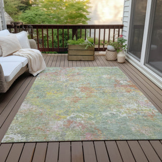 Piper Looms Chantille Abstract ACN2166 Green Machine Washable Area Rug Outdoor Lifestyle Image Feature
