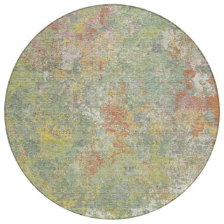 Piper Looms Chantille Abstract ACN2166 Green Machine Washable Area Rug Round Main Image