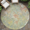 Piper Looms Chantille Abstract ACN2166 Green Machine Washable Area Rug Round Outdoor Lifestyle Image Feature