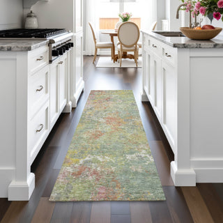 Piper Looms Chantille Abstract ACN2166 Green Machine Washable Area Rug Runner Lifestyle Image Feature