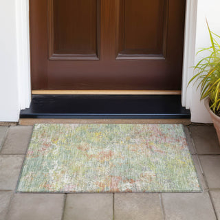 Piper Looms Chantille Abstract ACN2166 Green Machine Washable Area Rug Scatter Outdoor Lifestyle Image Feature