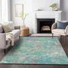 Piper Looms Chantille Abstract ACN2166 Teal Machine Washable Area Rug Lifestyle Image Feature
