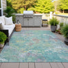 Piper Looms Chantille Abstract ACN2166 Teal Machine Washable Area Rug Outdoor Lifestyle Image Feature
