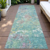 Piper Looms Chantille Abstract ACN2166 Teal Machine Washable Area Rug Runner Outdoor Lifestyle Image Feature