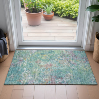 Piper Looms Chantille Abstract ACN2166 Teal Machine Washable Area Rug Scatter Lifestyle Image Feature
