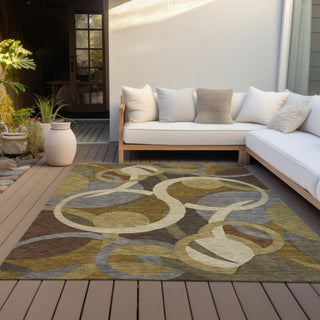 Piper Looms Chantille Geometric ACN2167 Brown Machine Washable Area Rug Outdoor Lifestyle Image Feature