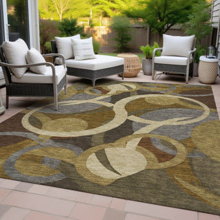Piper Looms Chantille Geometric ACN2167 Brown Machine Washable Area Rug Outdoor Lifestyle Image Feature
