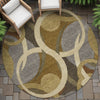 Piper Looms Chantille Geometric ACN2167 Brown Machine Washable Area Rug Round Outdoor Lifestyle Image Feature