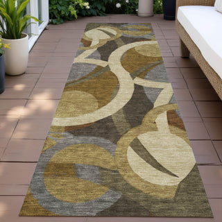 Piper Looms Chantille Geometric ACN2167 Brown Machine Washable Area Rug Runner Outdoor Lifestyle Image Feature