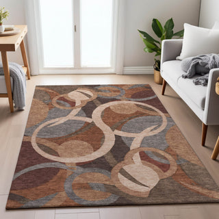 Piper Looms Chantille Geometric ACN2167 Burgundy Machine Washable Area Rug Lifestyle Image Feature