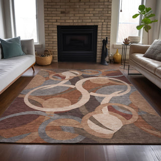 Piper Looms Chantille Geometric ACN2167 Burgundy Machine Washable Area Rug Lifestyle Image Feature