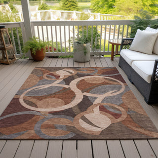 Piper Looms Chantille Geometric ACN2167 Burgundy Machine Washable Area Rug Outdoor Lifestyle Image Feature