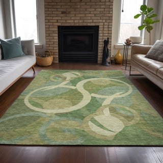 Piper Looms Chantille Geometric ACN2167 Green Machine Washable Area Rug Lifestyle Image Feature